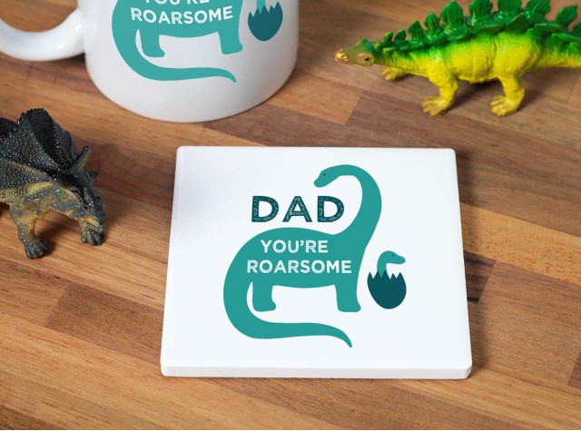 Dad You're Roarsome Ceramic Coaster